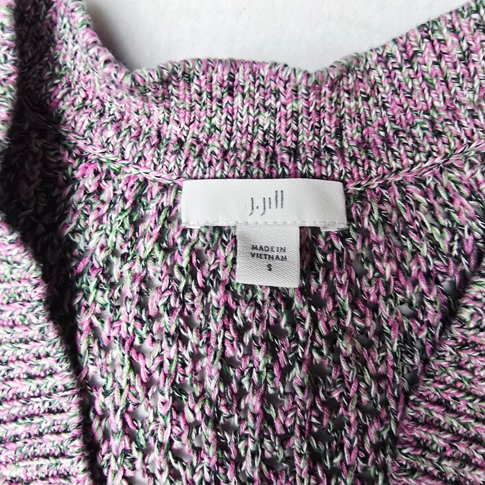 J. Jill Speckled Knit Button Front Cardigan Sweater Lavender Pink Green Size S - Picture 5 of 10